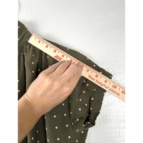 Madewell Central Drapey Popover Shirt in Grid Dot Olive Green Extra Small XS - Picture 8 of 16